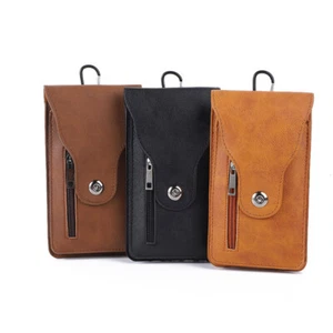 Cell Phone Pouch For iPhone Men Leather Waist Bag Belt Wallet Cover Case Holster - Picture 1 of 9