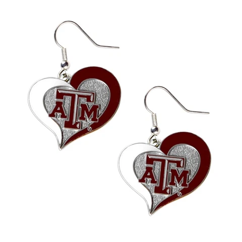Texas A&M Aggies NCAA Team Swirl Heart Earrings Cover