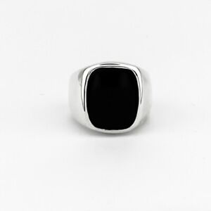 Silver Men's Ring Natural Black Onyx Handmade Gemstone 925 Sterling Silver