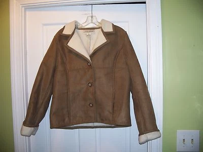 Jones Wear Sport Tan Faux Suede Fleece Lined Size M Winter Jacket Button Front - Image 1 of 3