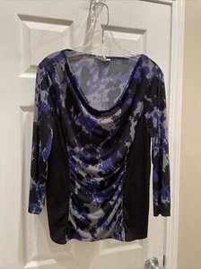 Camicetta pull over carina blusa Dana Buchman taglia L graziosa blusa blusa nera - Foto 1 di 3