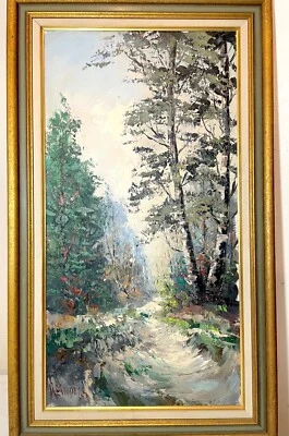 Antique Willem Frederik Reinder Oil woodsy landscape expressionism Painting art  - Image 1 of 4