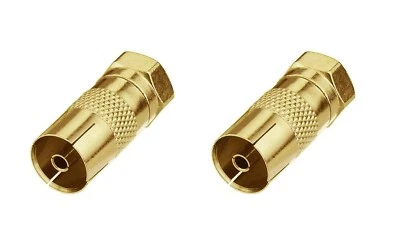 IKAREX-SHOP ✅ 2x F Typ Stecker Adapter KOAX Antennen Buchse vergoldet TV SAT Vergoldet