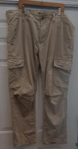 TRUE RELIGION MEN'S COTTON TAN KHAKI DESTROYED TROOPER CARGO PANT SIZE 42 X 31 - Picture 1 of 13