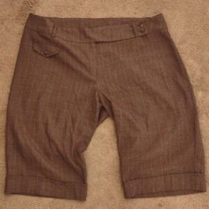 Valia Brown Herringbone Pinstripe Shorts, Size 22, Waist 44