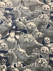 50 cm x 90 cm wide Genuine Vintage Flannel Fabric - Animal Artic like theme - Picture 1 of 4
