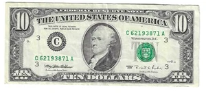 SERIES 1995 $10 PHILADELPHIA NOTE (LOT M54) - Picture 1 of 2