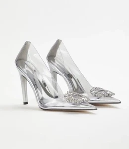 Good American Cinderella Lucite Pump Heels Shoes Size 7 Clear Stiletto NEW - Picture 1 of 5