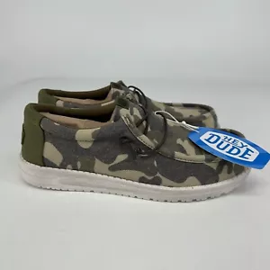 Hey Dude Shoes Loafers Mens 10 Green 40694-960 Wally Washed Camo Casual Slip On - Picture 1 of 8