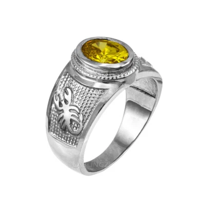 Sterling Silver Scorpio Zodiac Sign November Birthstone Yellow CZ Ring - Image 1 of 2