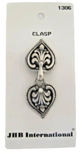 JHB International Heart Shaped Clasp Belt Coat 2" Italy #1306 Metal - Picture 1 of 2