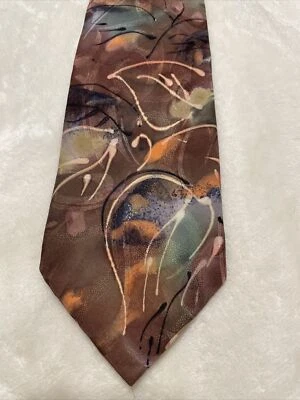 Corbata Robert Daskal pintada a mano abstracta sobre seda importada sorbale EE. UU. Foto 1 de 4