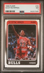 1988-89 SCOTTIE PIPPEN PSA 7 Fleer #20 Card NM Rookie Cert 99257995 Chicago Bull - Foto 1 di 2
