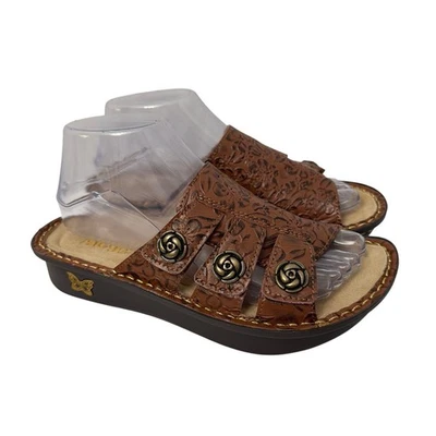 Sandalias Alegria Julee Mujer Talla 7 Anchas Cuero Marrón Floral Slides 37 Foto 1 de 4