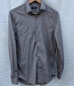 Theory Mens Murray Tech Stretch Plaid Button Down Shirt Sz M Peach Navy Checked - Picture 1 of 6