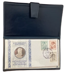 SA33n Italy 1975 500th Anniv of Michelangelo Souvenir Booklet with Numis FDC - Picture 1 of 4