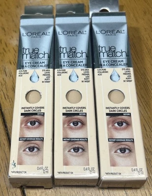 3 Pack L'Oreal True Match Eye Cream In A Concealer C 3-4 Light / Clair - - Image 1 of 3