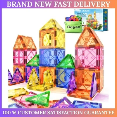 christmas Magnetic Tiles Toddler Toy Magnetic Building Blocks for Kids Ages 3–12 - Image 1 of 4