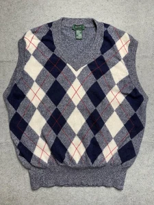 Hugo Boss Golf Pullover Weste Herren Large Blau Argyle Kaschmir Made In Scotland - Bild 1 von 9