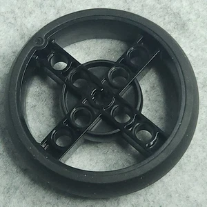 LEGO Wheel 56x14 Technic Axle Hole 8 Pin Holes with Black Hard Rubber Black x1 - Picture 1 of 5