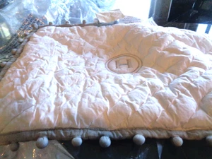 Pottery Barn Kids pom pom small crib toddler sham Gray mono H marks on back - Picture 1 of 3