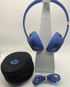 Cuffie Beats by Dr. Dre Solo HD cablate sull'orecchio blu bambino ottima custodia suono - Foto 1 di 10