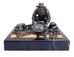 Michael Ricker Pewter Gold Rush Panning Miner Prospector Sculpture #15/350 - Picture 1 of 8