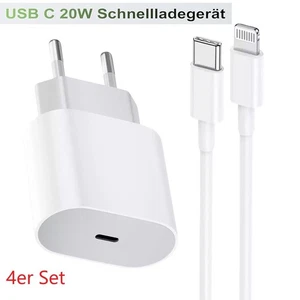 4er Schnell-Ladegerät USB-C QC PD 20W Wandladegerät mit Kabel - Bild 1 von 6