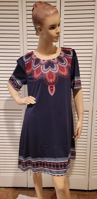 Vestido informal Sunny Girl para mujer azul rojo cambio boho S Modcloth simple cachemira Foto 1 de 4