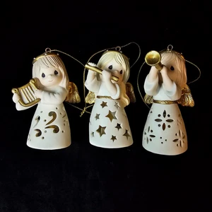 Precious Moments Angels Angelic Trio Set of 3 LED Lighted Gold Trim Instruments - Picture 1 of 18