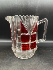 EAPG Richards & Hartley Oregon Ruby Flash Stained Pitcher - Picture 1 of 9