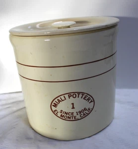 Vintage Miali Pottery 1 Gallon Stoneware Crock Jar w/ Lid Handcrafted in USA - Picture 1 of 8