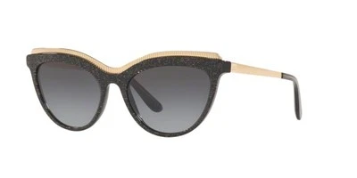 Óculos de sol Dolce & Gabbana 0DG4335-32188G-Armação listrada dourada glitter preto-NOVO - Imagem 1 de 4