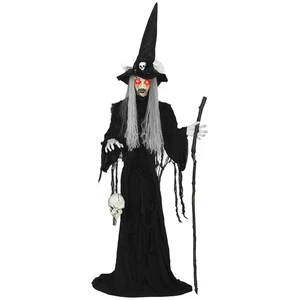 Outsunny Voz Activada Halloween Animatronics Bruja De Pie, Negro - Imagen 1 de 10