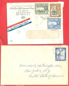 Britisch Guayana 4 Diff Briefmarke auf 2 Diff Brief nach USA Lot#3465 - Bild 1 von 1