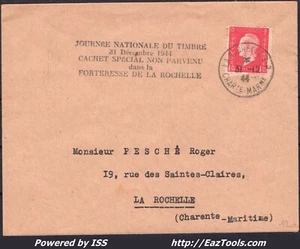 FRANCE LETTRE GRIFFE FORTERESSE DE LA ROCHELLE CACHET NON PARVENU DU 31/12/1944 - Picture 1 of 2