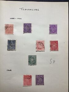 99p Start - Five Pages Travancore Stamps all pictured as seen BA312