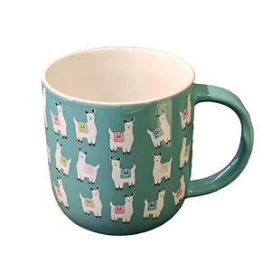 Llama Mug Blue White Clay Art Cute Artsy Boho - Picture 1 of 10