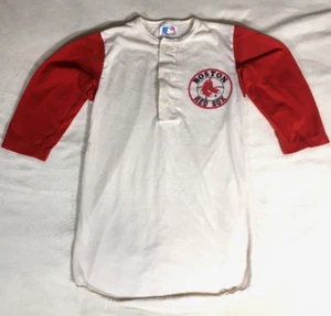 VINTAGE 80s Boston Red Sox Twins 3/4 Sleeve T-Shirt Youth M - Picture 1 of 5