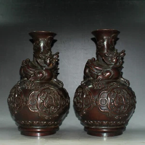 Brass imitation purple copper lucky beast vase ornament - Picture 1 of 9