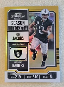 Boleto de temporada 2023 Panini Contenders Optic Josh Jacobs #29 Orange Prizm #/50  - Imagen 1 de 2