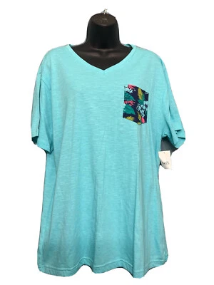 Camiseta de bolsillo floral en blanco de carbono para hombre verde azulado XL Rue21 NUEVA CON ETIQUETAS A28 Foto 1 de 4