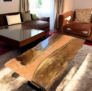 48"x24" Custom Epoxy Resin Center Dining Table Wooden Live Edge Furniture Decors - Picture 1 of 10