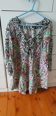 BILLABONG Top Short Dress Boho Gypsy Paisley Festival Size 12 Beach Kaftan B6 - Image 1 of 2