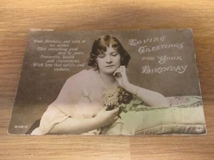 Alte handkolorierte Geburtstagsgruß Postkarte ca. 1912/22 - Bild 1 von 2