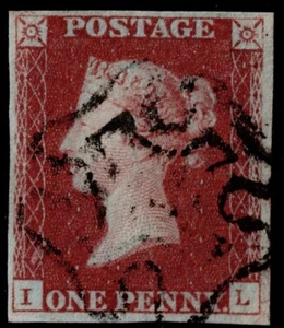 1841 1d Red Black Pl 5 IL 4m Light Black Maltese Cross VFU Cat. £180.00 - Picture 1 of 1