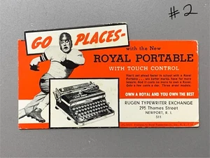 Macchina da scrivere portatile vintage Royal pubblicità INK BLOTTER card/calcio NEWPORT RI - Foto 1 di 4
