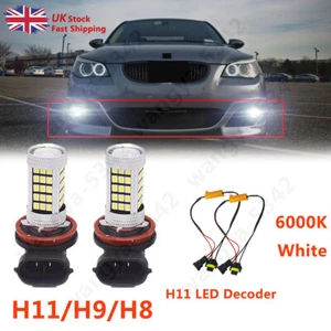 For BMW 5 Series E60 E61 LCI H8 H11 White LED Upgrade Fog Light Bulbs 6000K - Picture 1 of 10