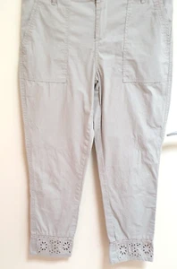 W. LANE Beige PANTS *Broderie Leg Trims *ZIP-FLY *Size 12 *NEAR NEW *STRETCH - Picture 1 of 5