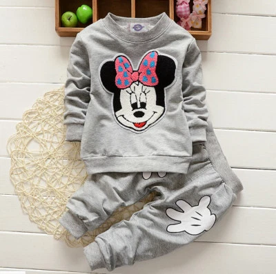 Bebé Niña Minnie Mouse Manga Larga Prendas para el torso Camiseta + Pantalones 2 Piezas Conjunto Ropa Foto 1 de 4